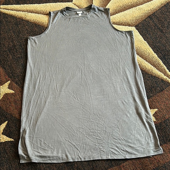 (C) Sleeveless AVA & VIV solid Gray Women's 4X T-shirt dress crew neck comfy - Picture 1 of 5